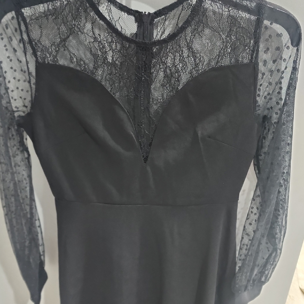 SHEIN Black Sheath Dress with Bishop Sleeves